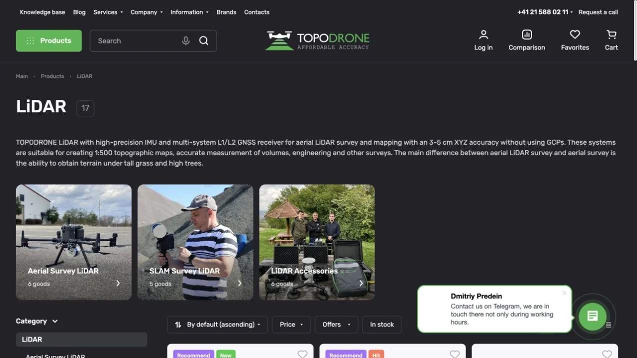 Каталог LiDAR решений TOPODRONE